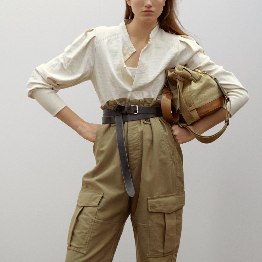SOLD - NWT Isabel Marant Geena High Waist Tan Cargo Trousers Sz 38 - Picture 3 of 12